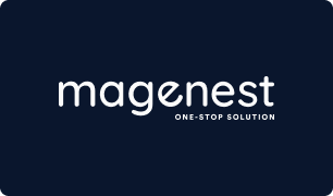 White logo Magenest in dark background